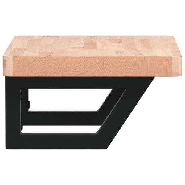 Estante de lavabo de pared de acero y madera maciza de haya M 5