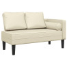 Chaise longue com almofadões couro artificial creme 1