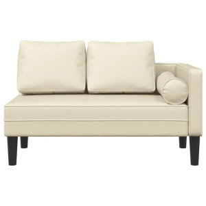 Chaise longue com almofadões couro artificial creme H