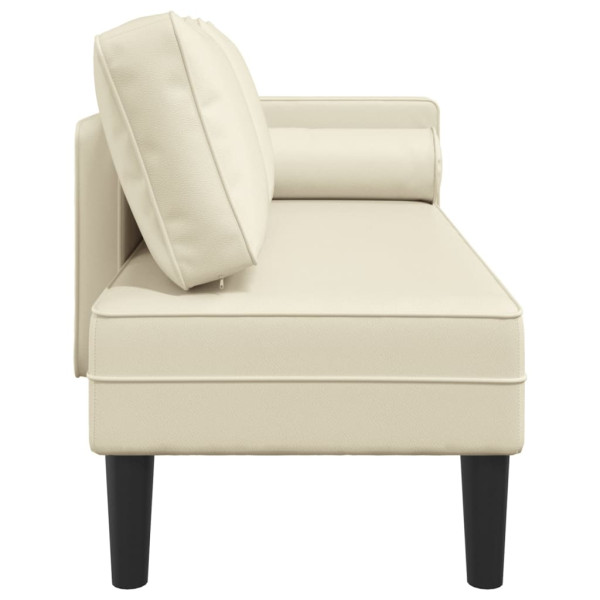 Chaise longue com almofadões couro artificial creme M 4