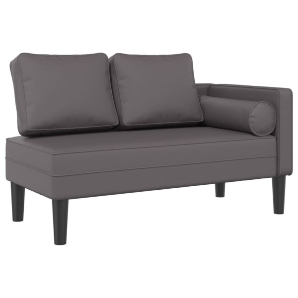 Chaise longue com almofadões couro artificial cinzento M 2