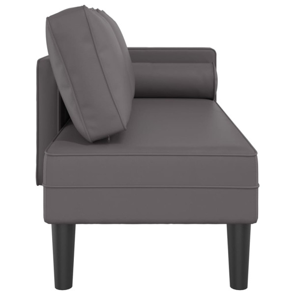 Chaise longue com almofadões couro artificial cinzento M 4