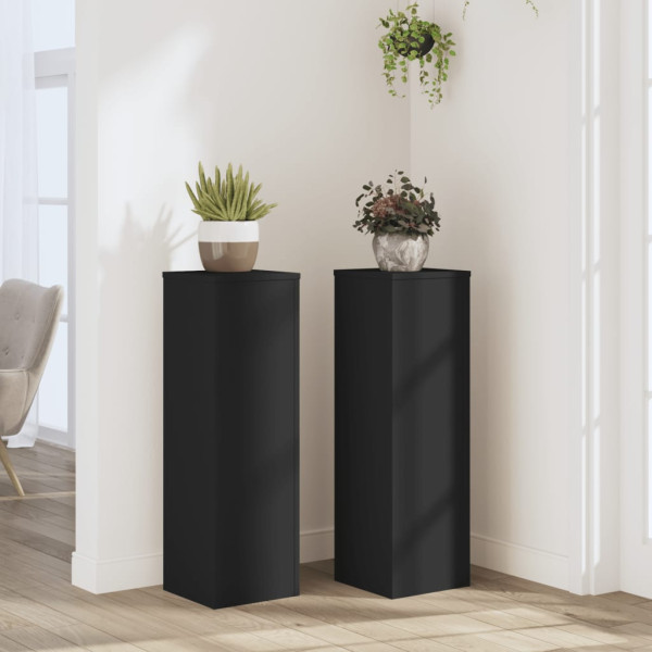 Soportes de plantas 2 uds madera ingeniería negro 25x25x80 cm D