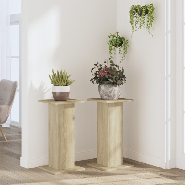 Soportes de plantas 2 uds madera roble Sonoma 30x30x60 cm M 3