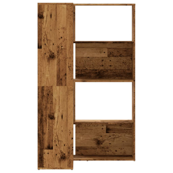 Estantería de esquina 4 niveles madera envejecida 85x85x140 cm M 5
