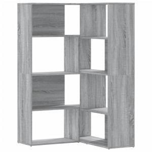Estantería de esquina 4 niveles madera gris Sonoma 85x85x140 cm H