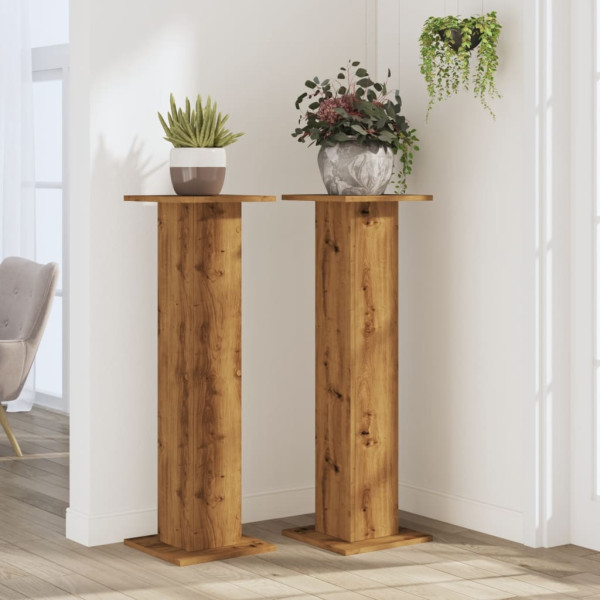 Soportes para plantas 2 uds madera roble artisian 30x30x95 cm M 3