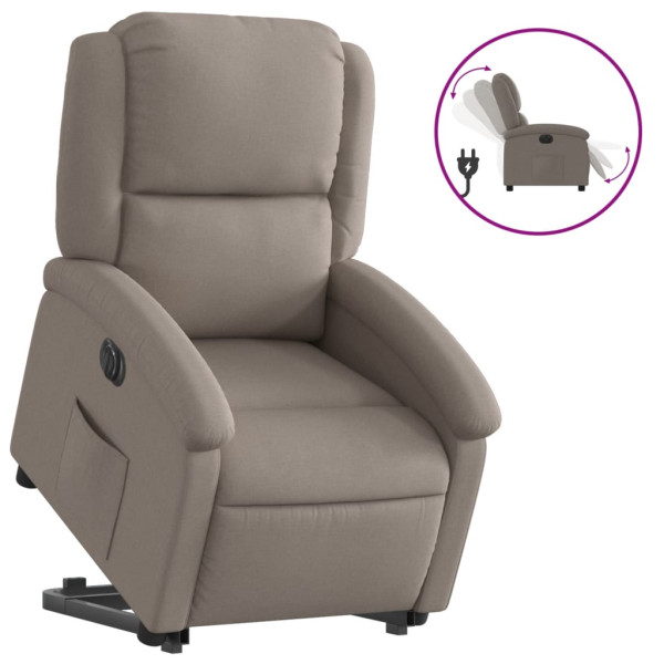 Sillón eléctrico reclinable elevable de tela gris taupe M 2