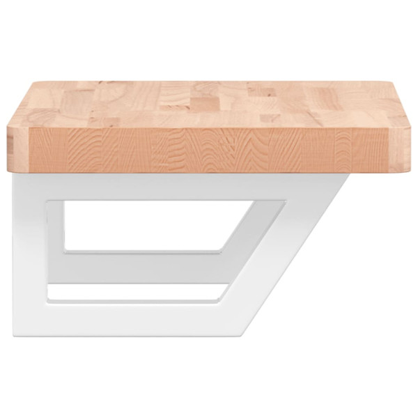 Estante de lavabo de pared de acero y madera maciza de haya M 5