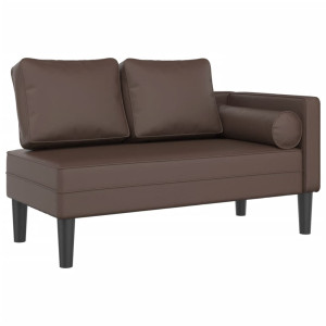Chaise longue com almofadões couro artificial castanho H