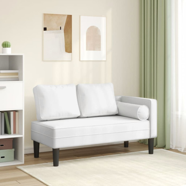 Chaise longue com almofadões couro artificial branco M 5