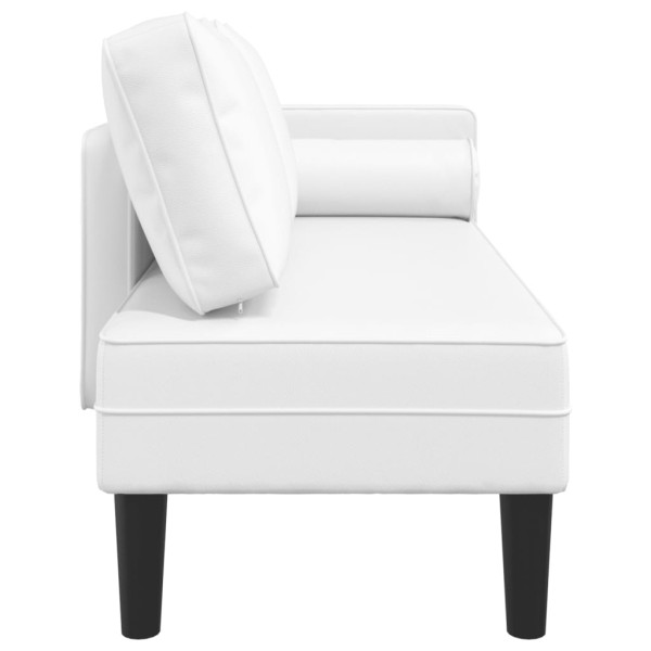 Chaise longue com almofadões couro artificial branco M 3