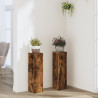 Soportes de plantas 2 uds madera roble ahumado 17x17x60 cm 1