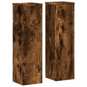 Soportes de plantas 2 uds madera roble ahumado 17x17x60 cm H