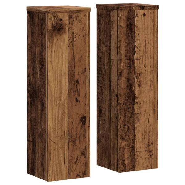 Soportes de plantas 2 uds madera roble envejecido 17x17x60 cm M 2