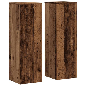 Soportes de plantas 2 uds madera roble envejecido 25x25x80 cm H