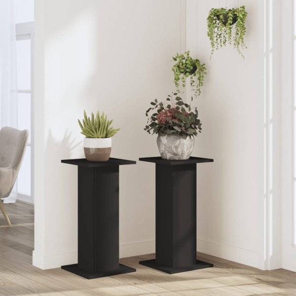 Soportes de plantas 2 uds madera ingeniería negro 30x30x60 cm M 3