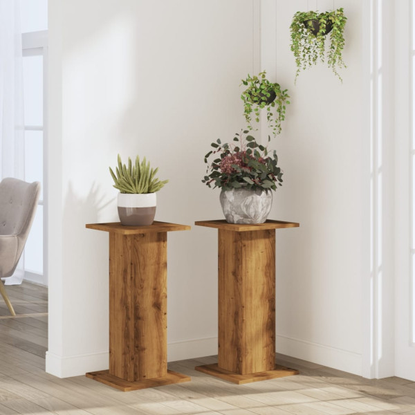 Soportes de plantas 2 uds madera roble artisian 30x30x60 cm M 3
