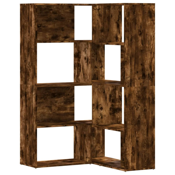 Estantería esquina 4 niveles madera roble ahumado 85x85x140 cm M 2