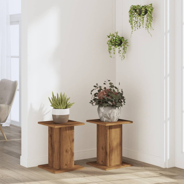 Soportes para plantas 2 uds madera roble artisian 30x30x40 cm M 3