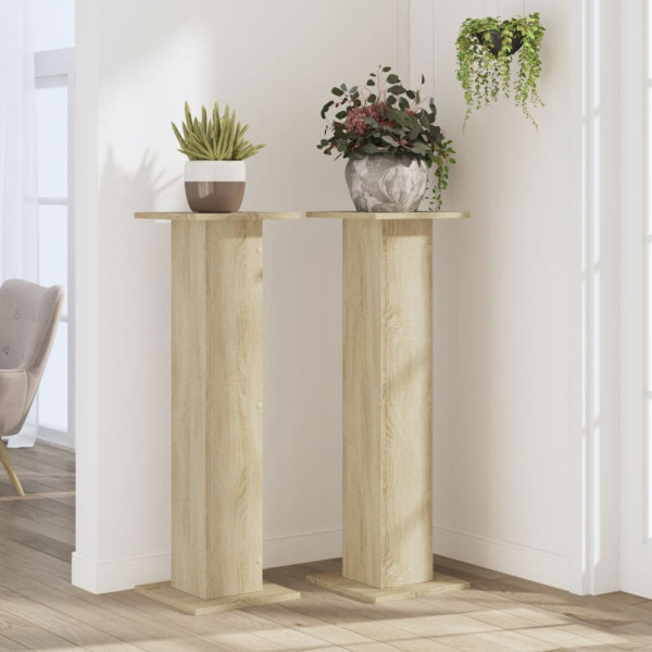 Soportes para plantas 2 uds madera roble Sonoma 30x30x95 cm M 3