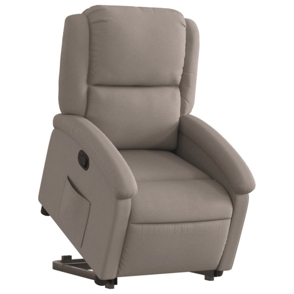 Sillón reclinable elevable tela gris taupe M 3