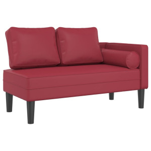 Chaise longue com almofadões couro artificial vermelho tinto H