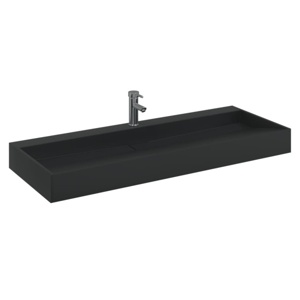 Lavabo de fundición de mineral/mármol negro mate 120x46x11 cm M 3