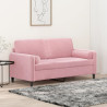 Sofá 2 lugares c/ almofadas decorativas 140 cm veludo rosa 1