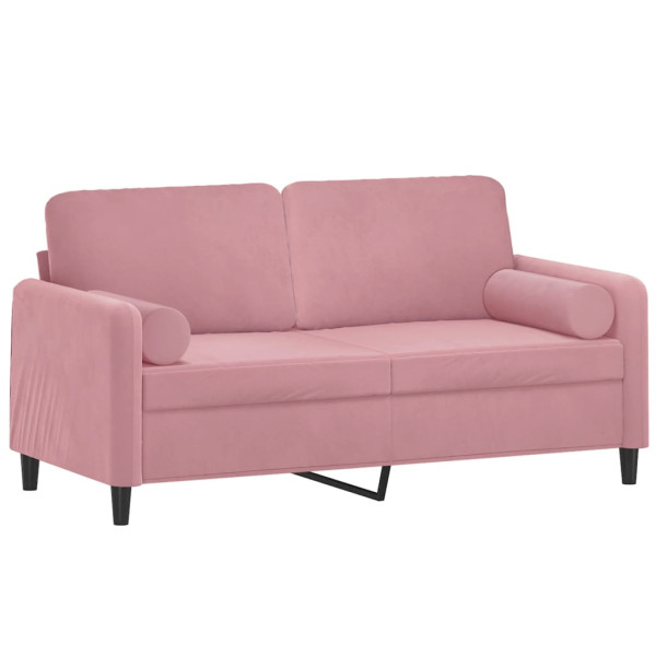 Sofá 2 lugares c/ almofadas decorativas 140 cm veludo rosa M 3