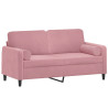 Sofá 2 lugares c/ almofadas decorativas 140 cm veludo rosa 3