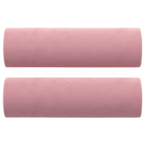 Sofá de 2 plazas con cojines terciopelo rosa 140 cm M 5