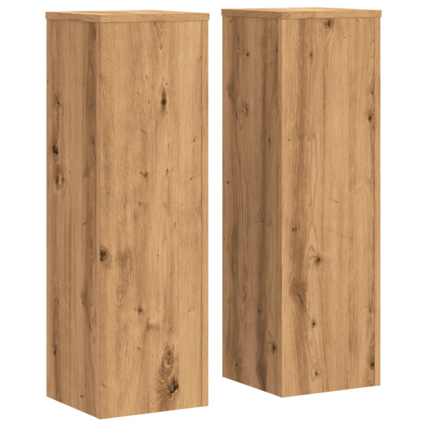 Soportes de plantas 2 uds madera roble artisian 25x25x80 cm M 2