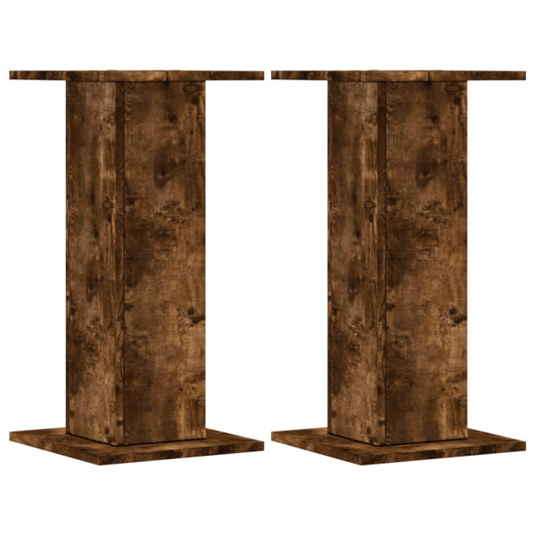 Soportes de plantas 2 uds madera roble ahumado 30x30x60 cm M 2