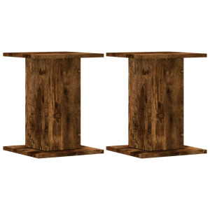 Soportes para plantas 2 uds madera roble ahumado 30x30x40 cm H