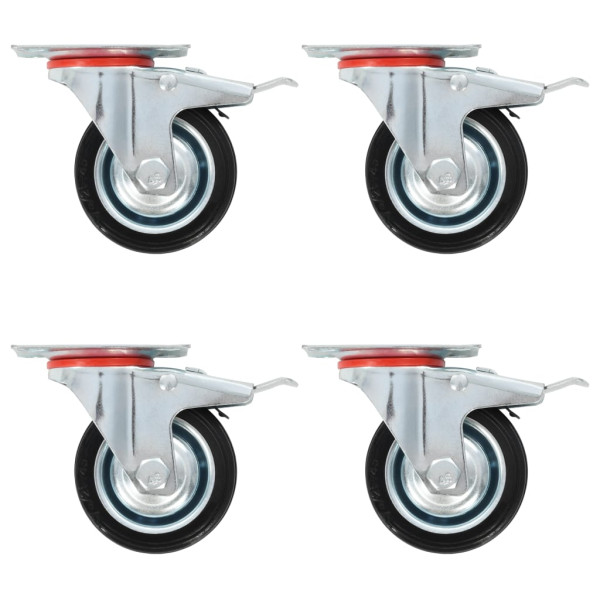 Ruedas giratorias con frenos dobles 4 unidades 75 mm D