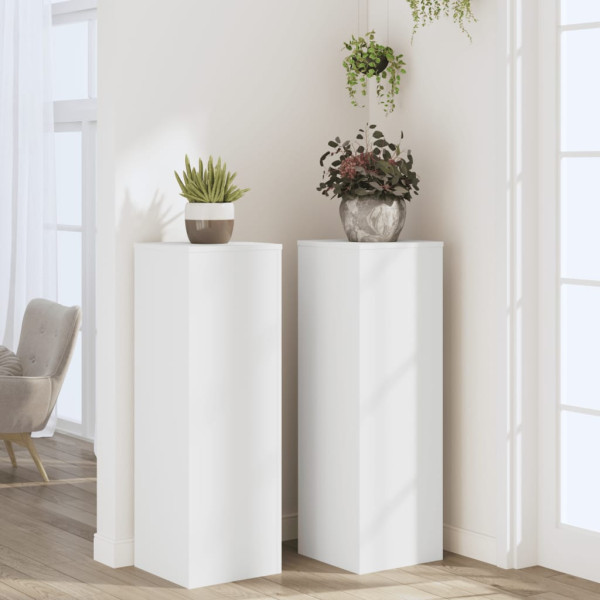 Soportes de plantas 2 uds madera ingeniería blanco 33x33x100 cm M 3