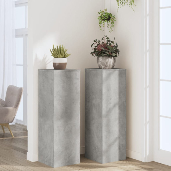 Soportes para plantas 2 uds madera gris hormigón 33x33x100 cm M 3