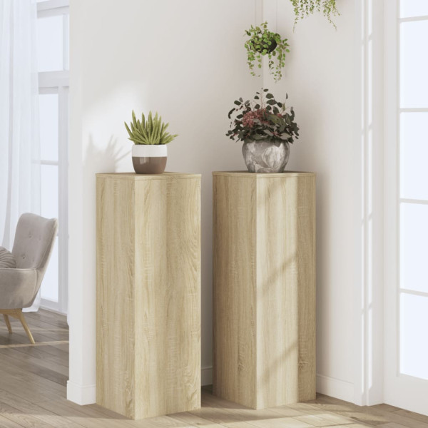 Soportes para plantas 2 uds madera roble Sonoma 33x33x100 cm M 3