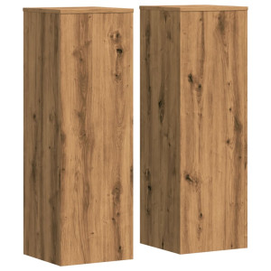 Soportes para plantas 2 uds madera roble artisian 33x33x100 cm H