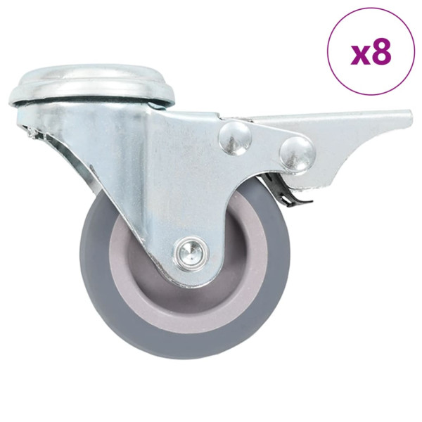 8 pcs rodas giratórias com furo roscado 50 mm D