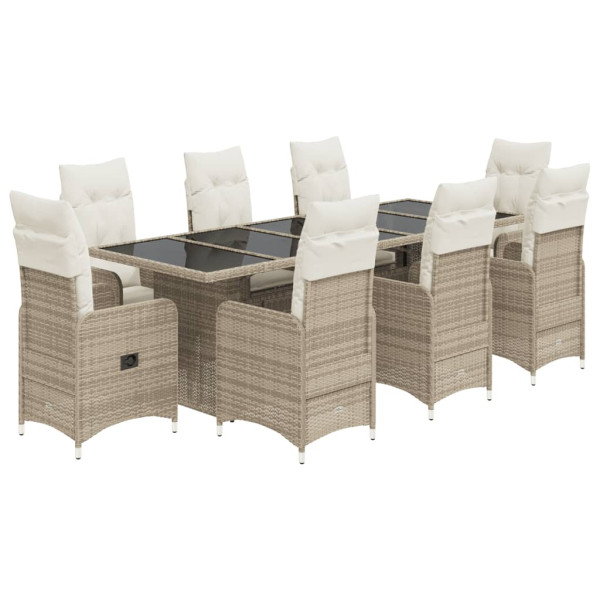 Set de mesa y sillas de jardín 5 pzas y cojines ratán PE beige M 2