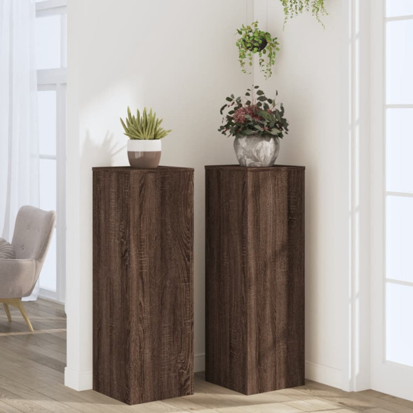 Soportes para plantas 2 uds madera marrón roble 33x33x100 cm M 3