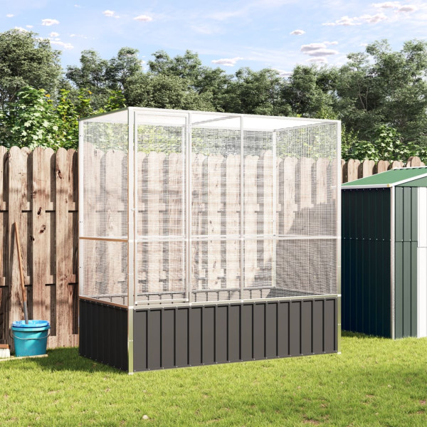 Aviário 210.5x107x212 cm aço prateado M 3