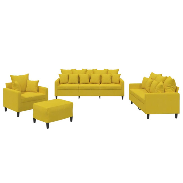 4 pcs conjunto de sofás com almofadões veludo amarelo M 2