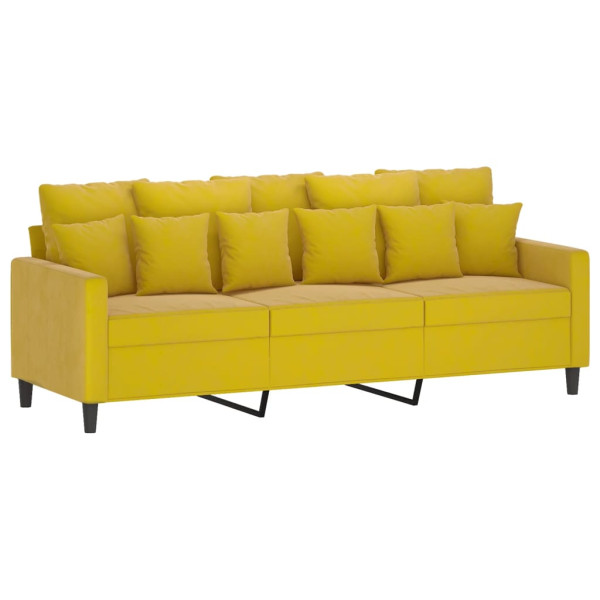 4 pcs conjunto de sofás com almofadões veludo amarelo M 3