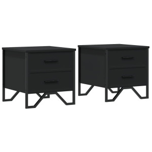 Mesa de cabeceira 2 pcs 40x41x40 cm derivados de madeira preto H