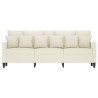Sofá de 3 lugares 180 cm veludo cor creme 3