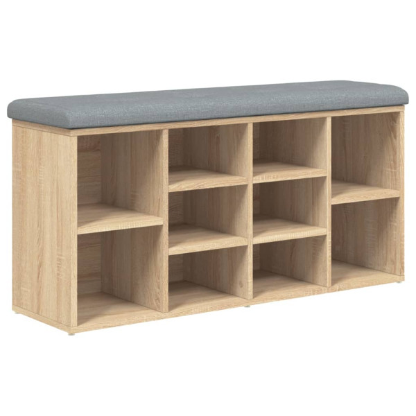 Banco zapatero madera de ingeniería roble Sonoma 102x32x50 cm M 2