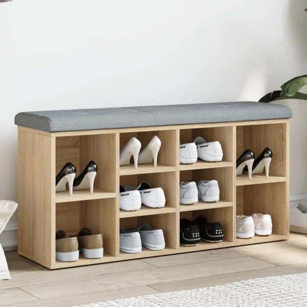 Banco zapatero madera de ingeniería roble Sonoma 102x32x50 cm M 3